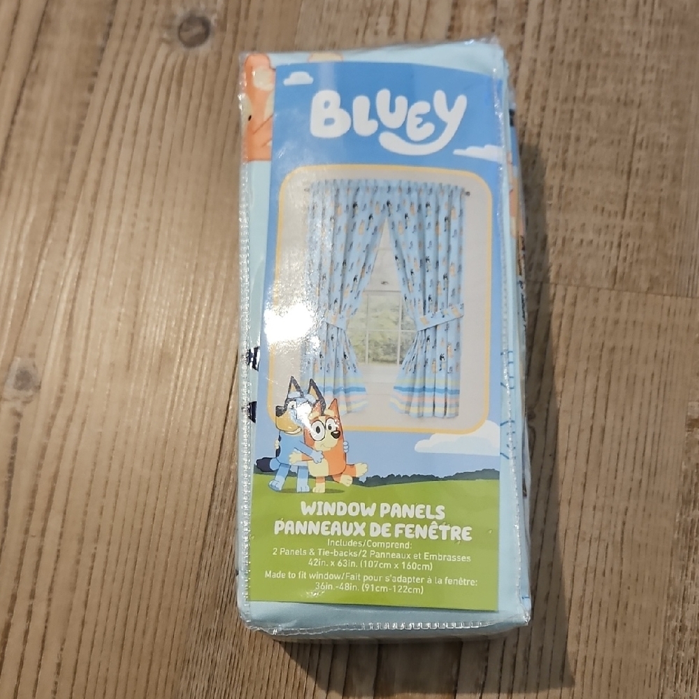 Bluey Kids' Blue Window Panels Curtains - Blue